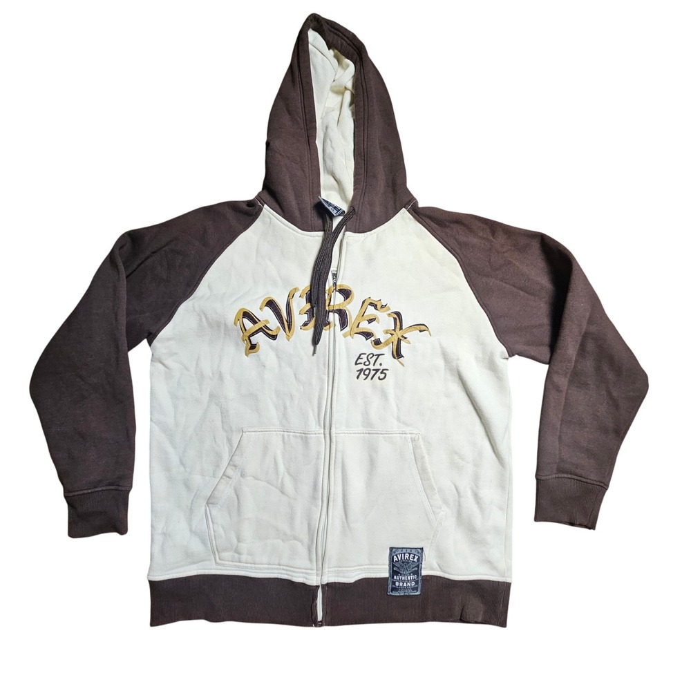 Vintage Avirex Colorblock Full Zip Hoodie Sweatshirt XL Streetwear Retro 90s Y2K